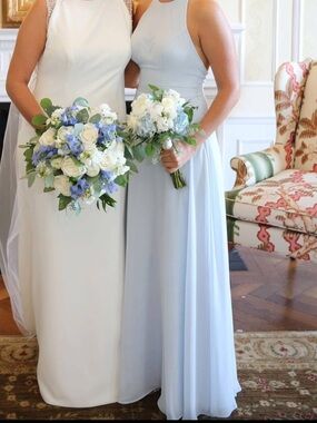 Elegant Light Blue Sleeveless Maxi Dress